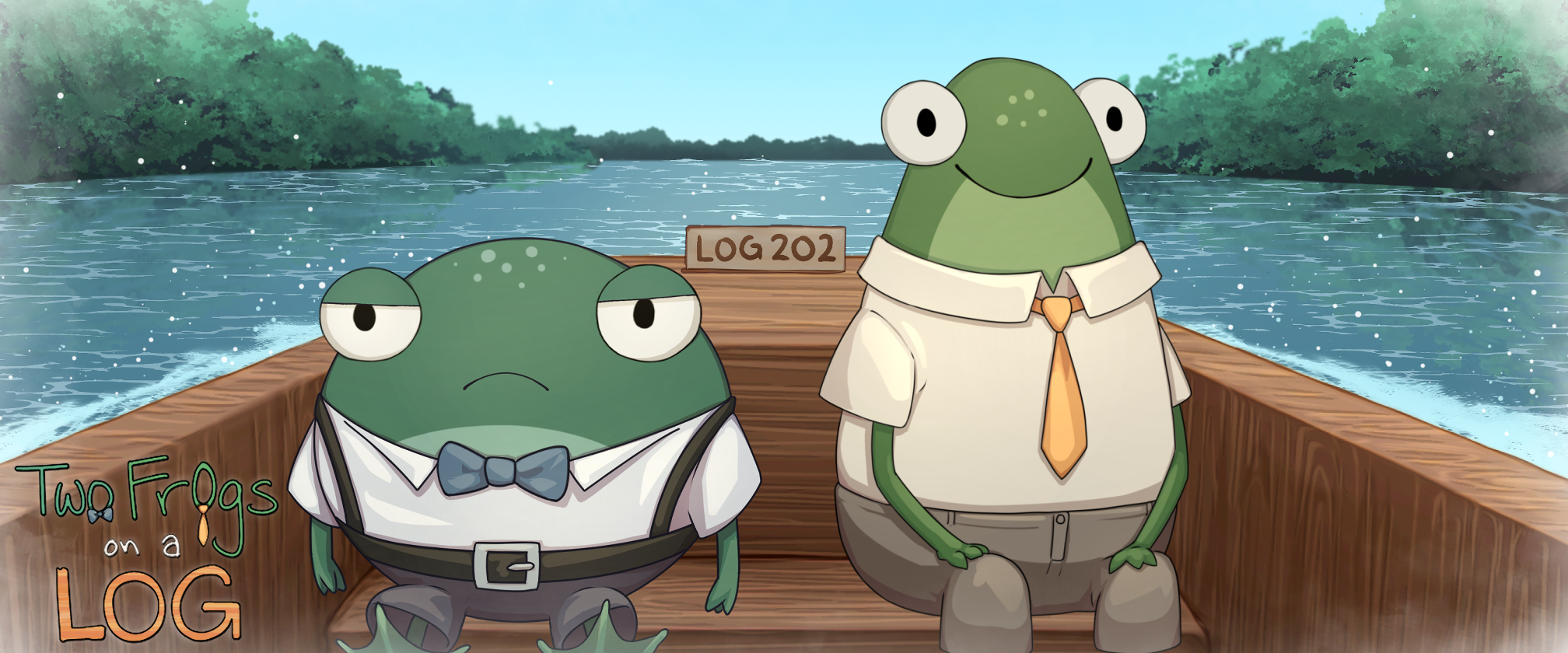 Two Frogs on a Log Banner